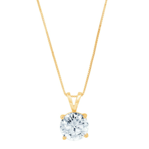 1.5CT ROUND SOLITAIRE PENDANT NECKLACE  SOLID 14K YELLOW  GOLD 